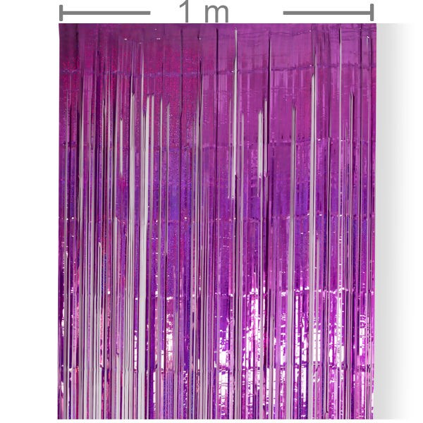 Cortina Metalizada 1x2m Franja - Rosa escuro