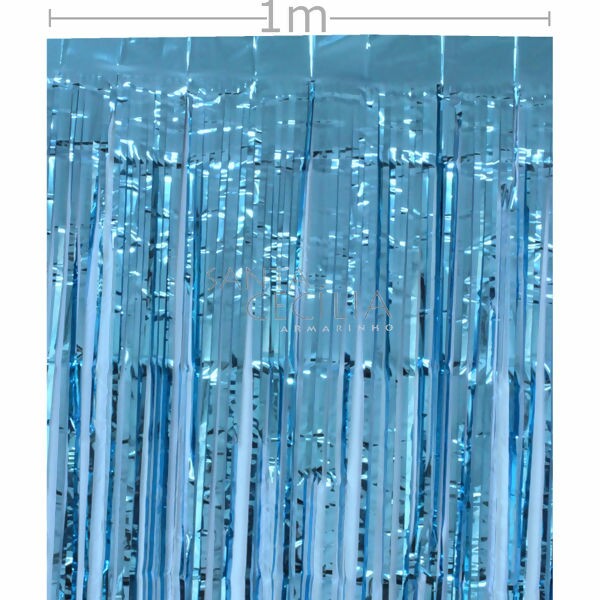 Cortina Metalizada 1x2m Franja - Ref. 16-1 Azul Celeste