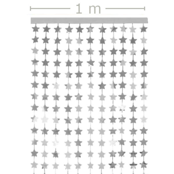 Cortina Metalizada 1x2m Estrela - Prata