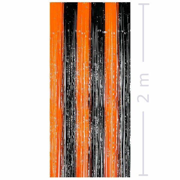 Cortina Halloween 1x2m Metalizada Preto e Laranja