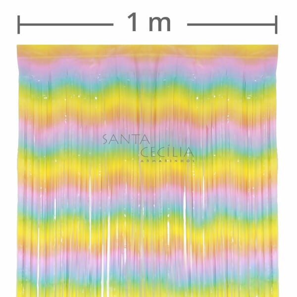 Cortina Franja 1x2m Tons Pastel Mesclada Candy Arco-íris - Ref.20-2