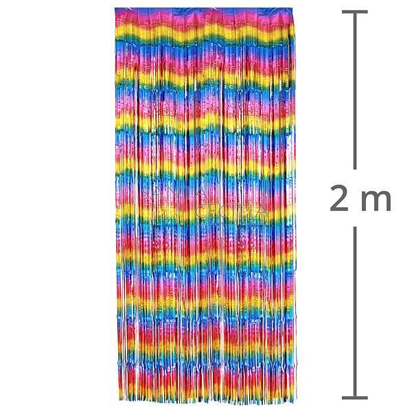 Cortina Franja 1x2m Metalizada Ref.ZW 71885-4 - Mesclada Arco-íris