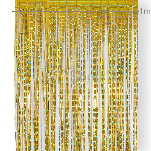 Cortina Franja 1x2m Metalizada Irisada Ref. 1676-5 Ouro