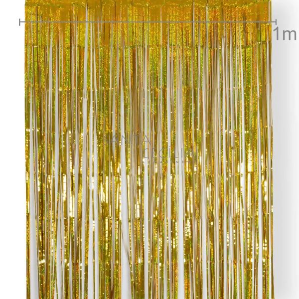 Cortina Franja 1x2m Metalizada Glitter Ref. 22 Ouro