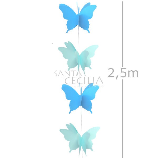 Cortina Borboleta em Papel 3D - Ref. B3 Azul