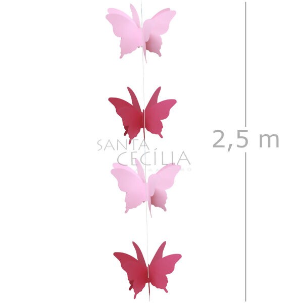Cortina Borboleta em Papel 3D - Ref. B1 Rosa