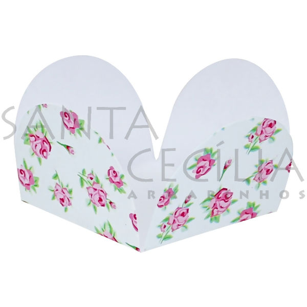 Forminha de Papel para Doces 4 Pétalas Floral Branco - 50un