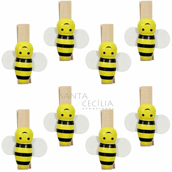 Pregador Mini Abelha 8 unid. Lembrancinha ref.0325-9