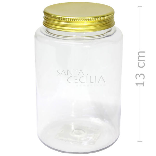 Potinhos para Lembrancinhas Plástico - 500 ml Redondo - Tampa Dourada