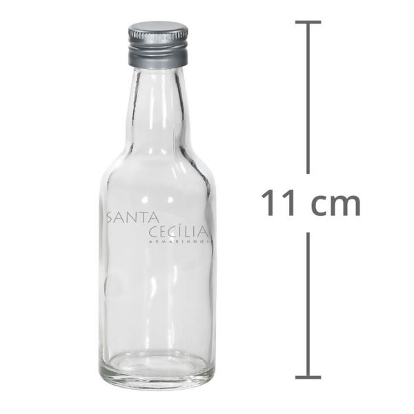 Garrafa de Vidro 50ml Tampa Prata