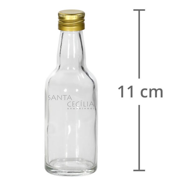 Garrafa de Vidro 50ml Tampa Dourada