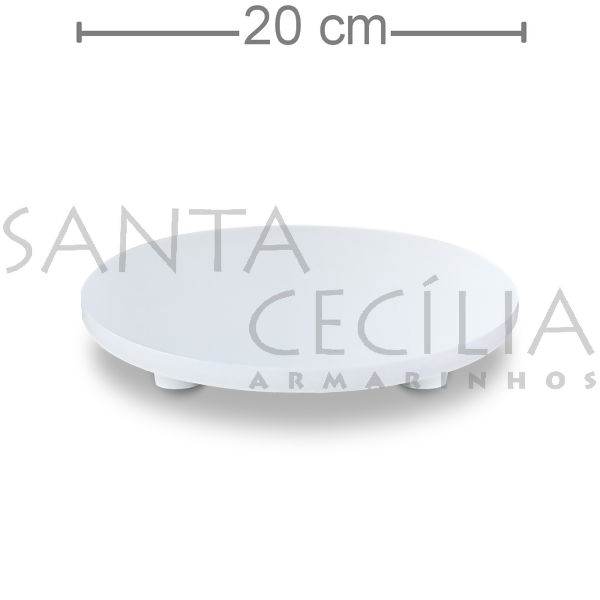 Tabuleiro para Bolo Redondo em MDF - 20 cm - Branco