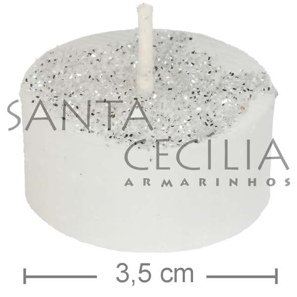 Vela Réchaud Branca com Glitter 6 unidades - Prata