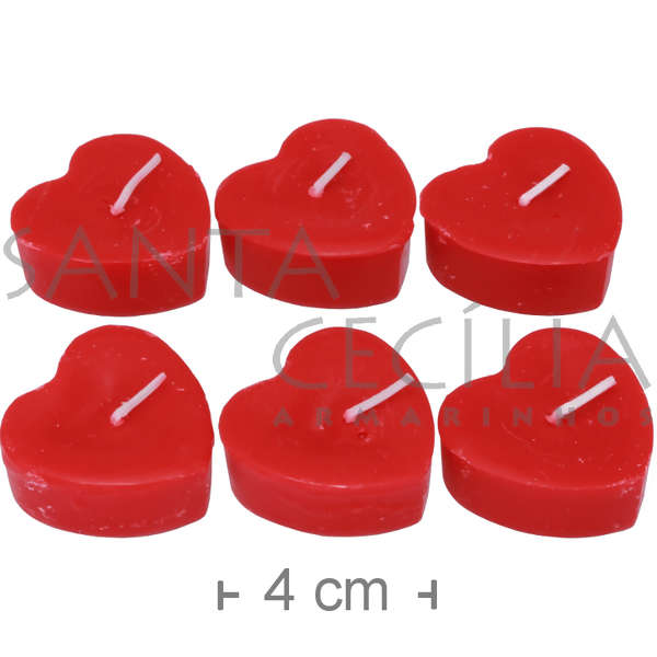 Vela Coração Vermelha Flutuante 4cm 6 unid.