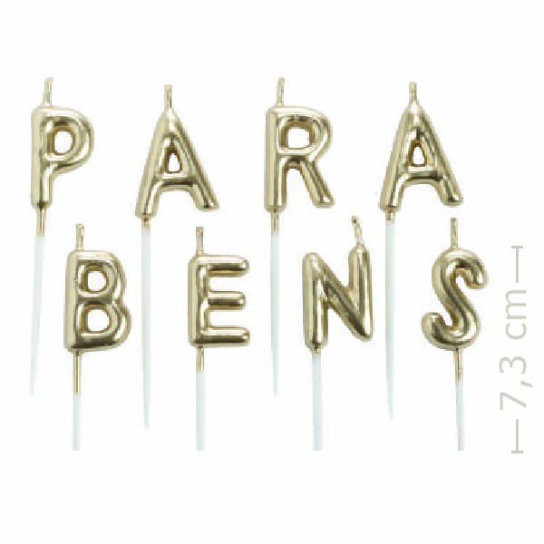 Vela de Aniversário - Parabéns Dourada