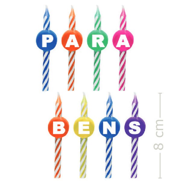 Vela de Aniversário - Parabéns Colorida