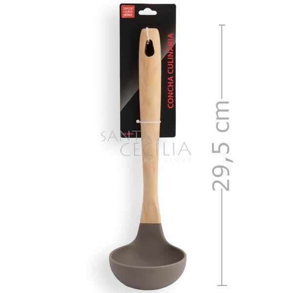 Concha Culinária de Silicone Anti Risco Cabo de Bambu - Ref. Zx-B008