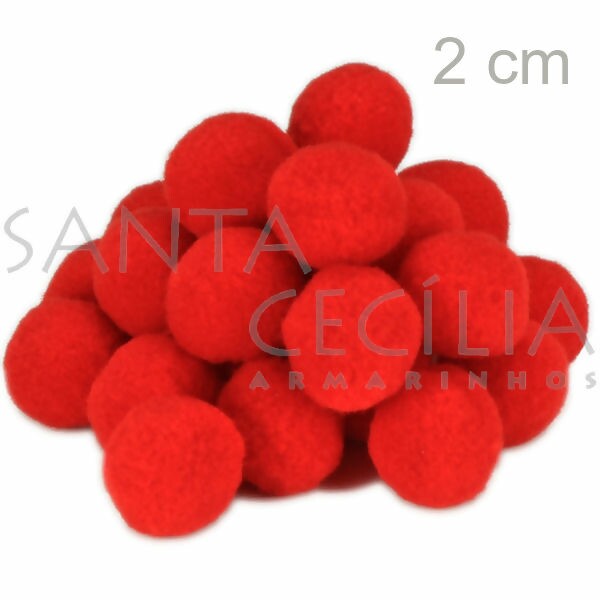 Pom Pom Solto 20mm 100 unid. - Vermelho