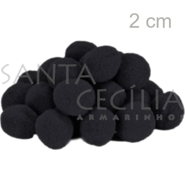 Pom Pom Solto 20mm 100 unid. - Preto