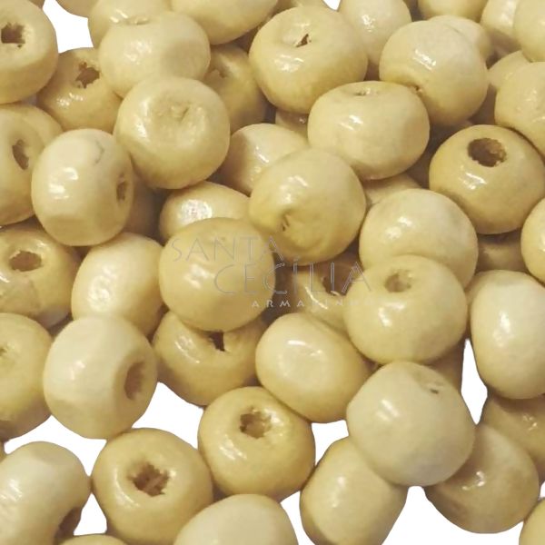 Miçanga Bola de Madeira 6mm - 25gr - Marfim