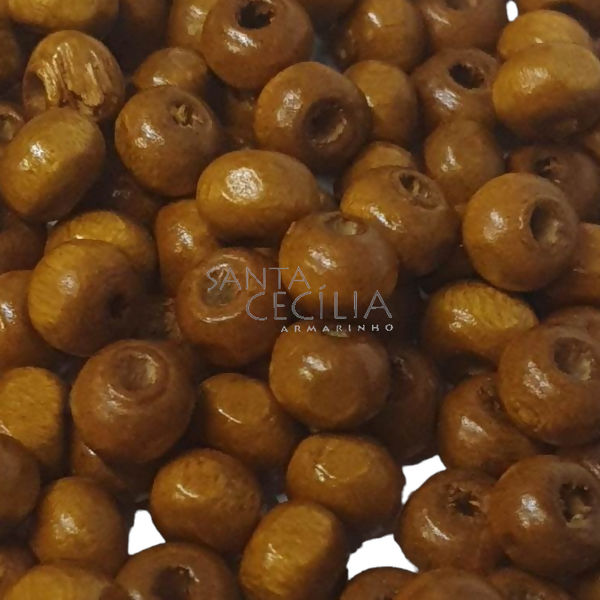 Miçanga Bola de Madeira 8mm - 25gr - Conhaque