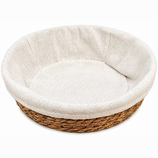 Cesta em palha Natural com Forro Redonda Ref. 24247