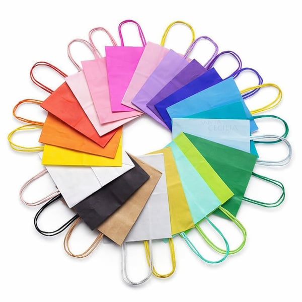 Kit Sacola de Papel - 13,5cm x 8cm x 16cm - 10 unid. Diversas Cores