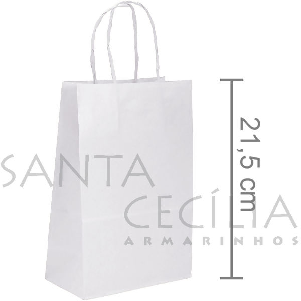 Sacola de Papel Pequena 21,5 x 17 x 8 cm - 10 unid. - Branca