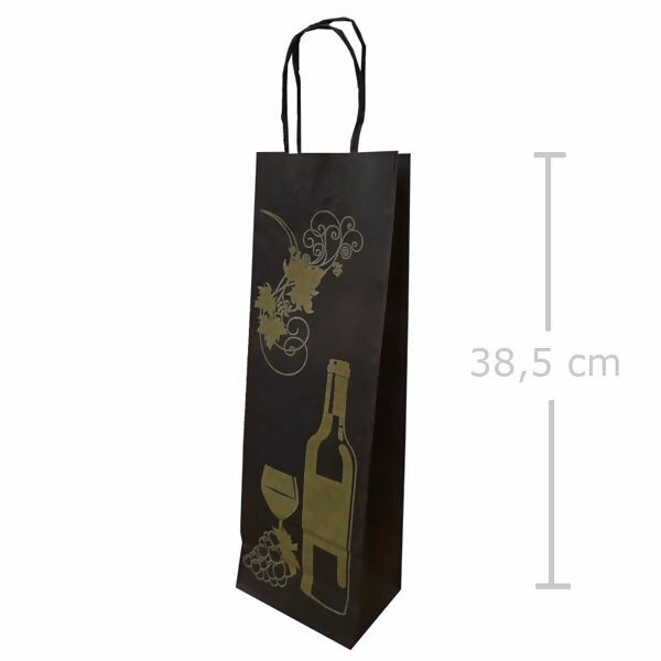 Sacola de Papel para Vinho - Preto Garrafa e Taça