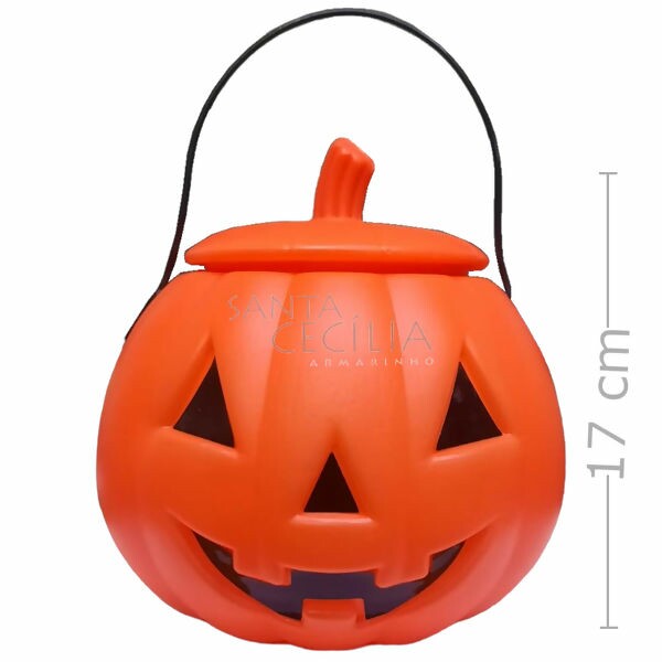 Enfeite para Halloween Caldeirão Abóbora com Tampa