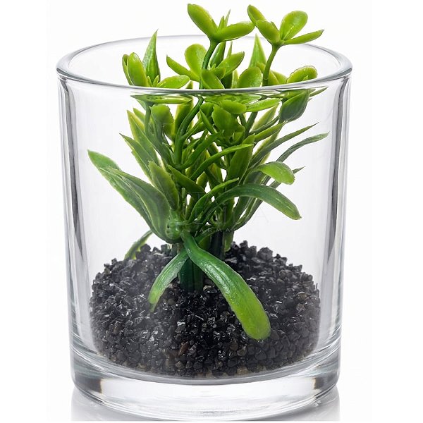 Suculenta Artificial com Vaso de Vidro 8cm Ref. MOD2