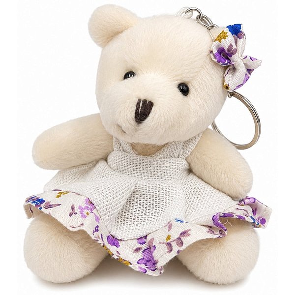 Lembrancinha de Pelúcia com Chaveiro 8cm - Ursinha de Vestido