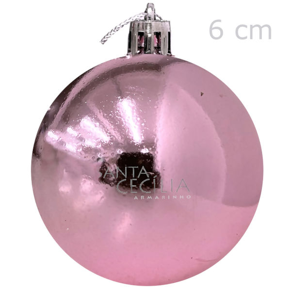 Bolas para Árvore de Natal 6 cm Candy Rosa  - 6 unid Ref. NTB20154