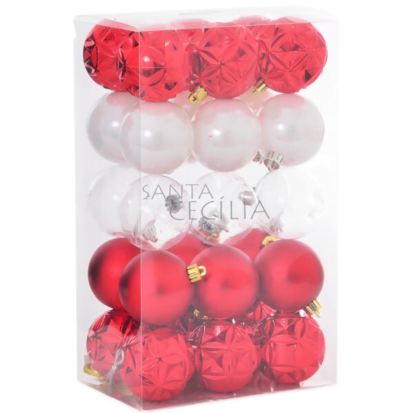 Bolas para Árvore de Natal 6 cm 30 unid.- Ref NTB81210 - Diversas Cores