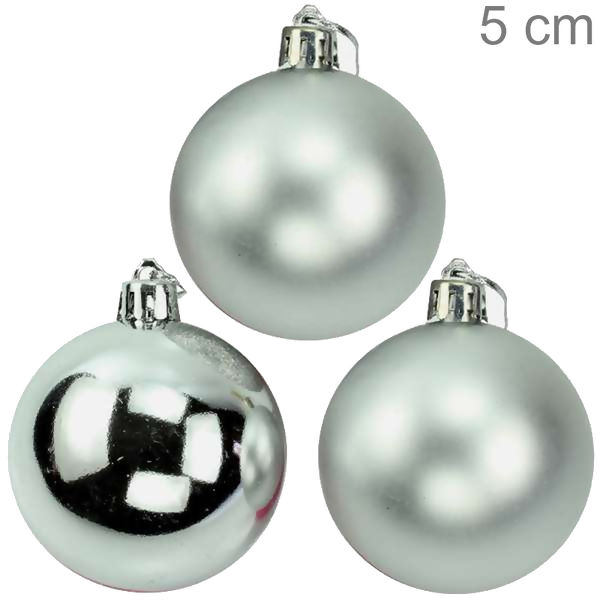 Bolas para Árvore de Natal 5cm - Pacote com 12un - Prata