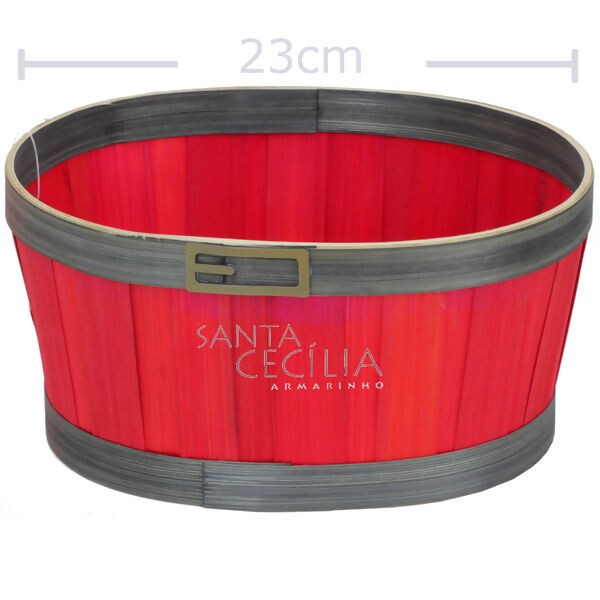 Cesta de Bambu Oval Cinto do Papai Noel vermelho - Ref. NTW30015