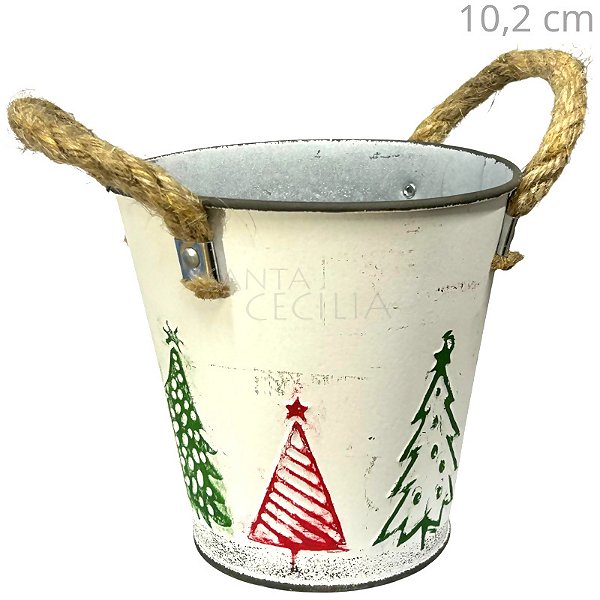 Balde Decorado de Natal - Branco Ref. 2507