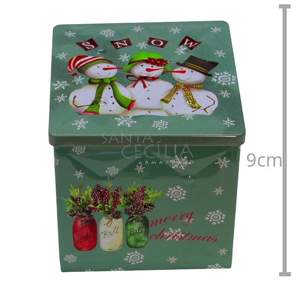 Caixa de Natal em Metal com Relevo Verde Ref. 03772