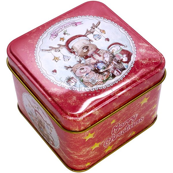 Caixa de Natal em Metal Quadrada 7,5x6,5 cm Ref. 03792