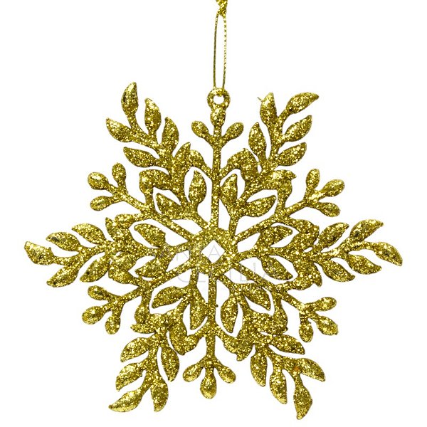 Enfeite de Natal Floco de Neve Dourado 3unid. - Ref. HR24-74