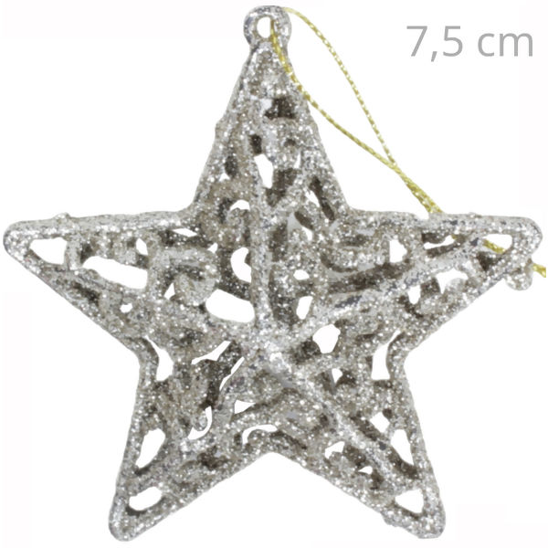 Enfeite de Natal - Estrela Ouro Velho com Glitter NTA15080 - 4 unid.