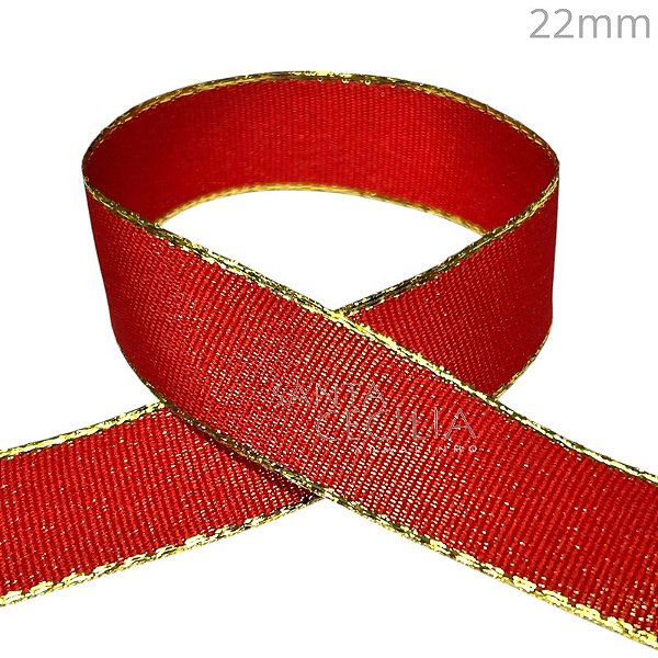 Fita de Natal Sinimbu 10m - Ref.1715/22mm Cor 2 Vermelha e Ouro
