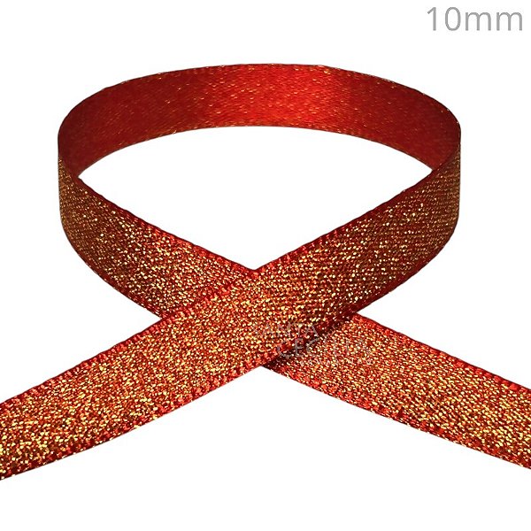 Fita de Natal Sinimbu 10m - Ref.1667/10mm Cor 6 Vermelha com Dourado