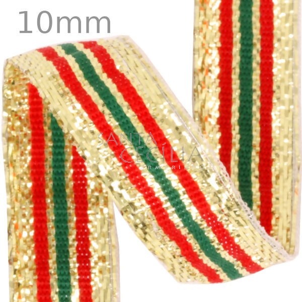 FITA de NATAL SINIMBU 10m ref.1180 10mm cor1 Vermelha Verde Ouro