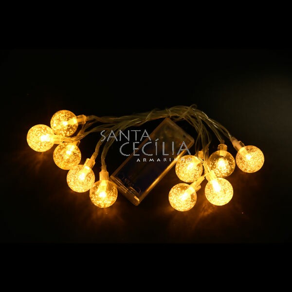 Cordão LED Bolas Luminárias 1,5m Ref. DEL50129 - Branco Quente