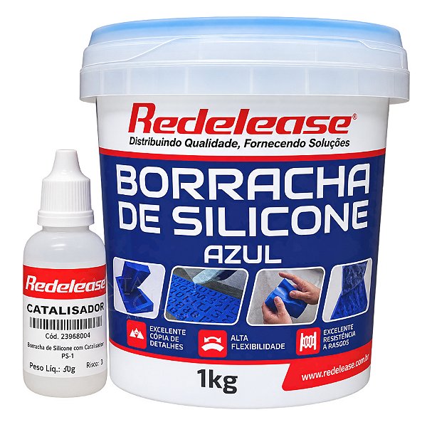 Borracha de Silicone Azul para Moldes 1 Kg com Catalisador PS-1