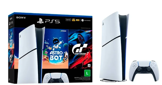 Console Sony PlayStation 5, SSD 825GB, Controle Sem Fio DualSense + 2 Jogos Digitais, Edição Digital