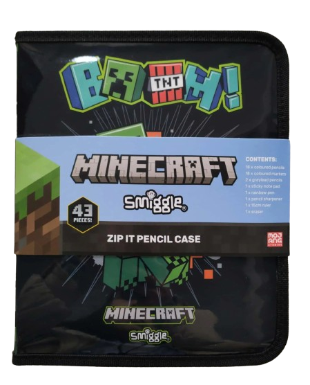 Estojo escolar Minecraft com 43 peças Original Smiggle