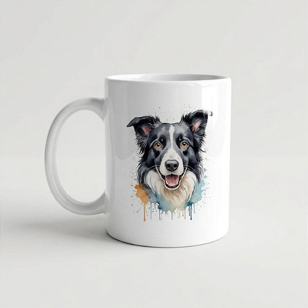 Caneca Border Collie Branca 325ml