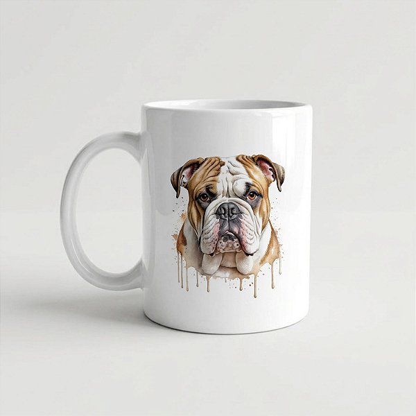 Caneca Buldogue Inglês Branca 325ml